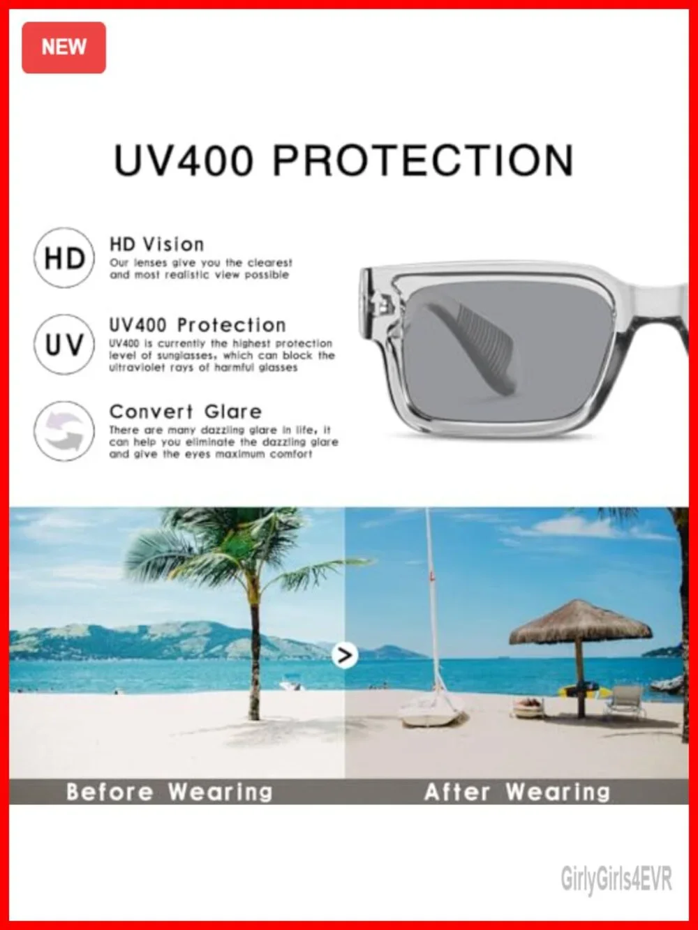 Trendy Chunky Square Frame Sunglasses UV400 Protection